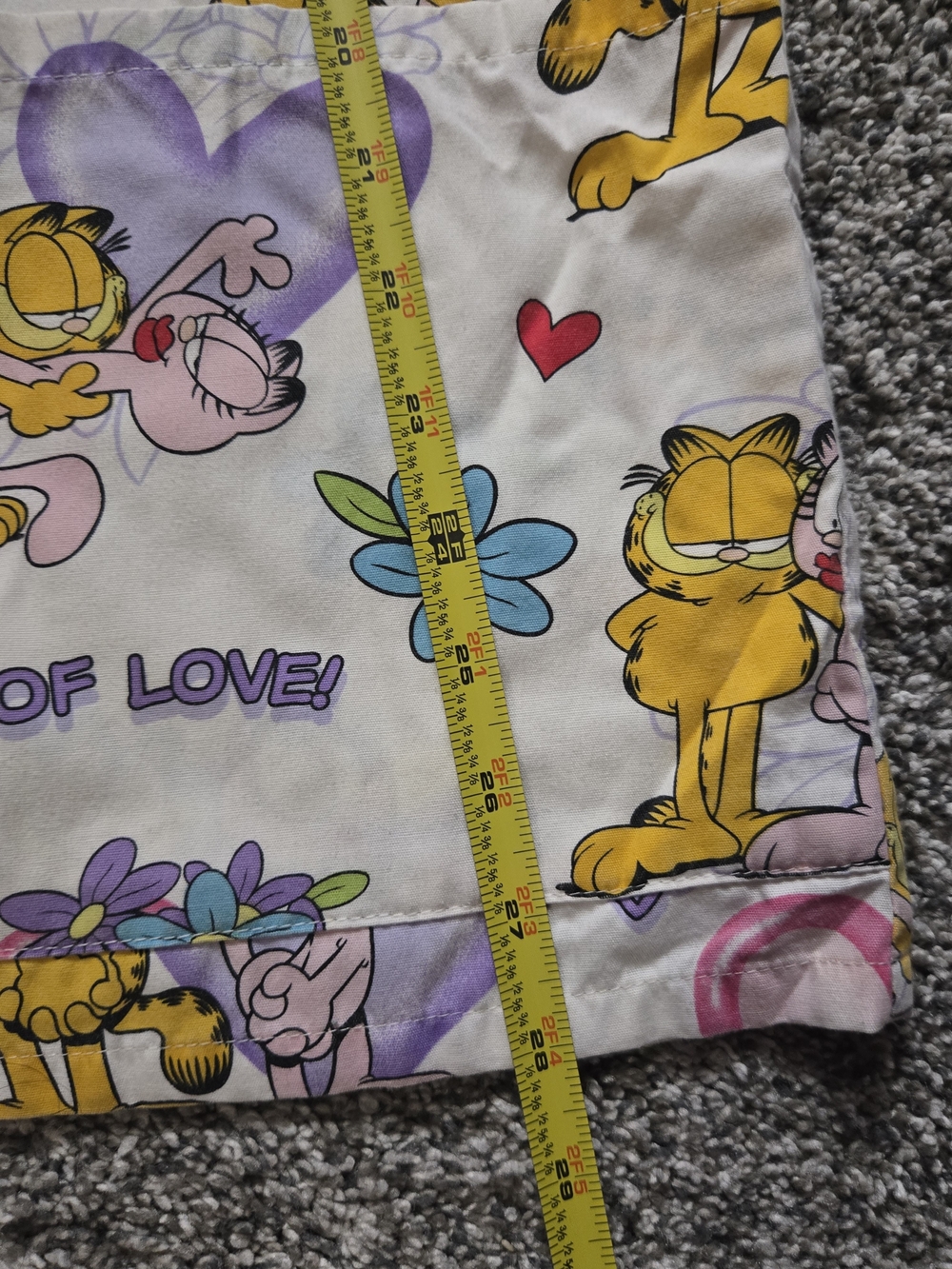 Garfield Cartoon Print Medical Scrub Top - White with Yellow & Purple - Picture 15 of 16